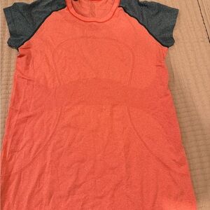 Orange and Gray Lululemon swiftly tech Athletic T-Shirt